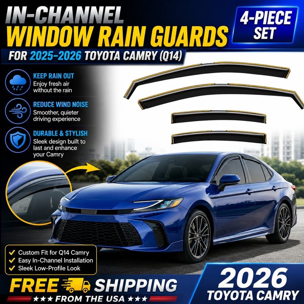 In-Channel Window Rain Guards for 2025–2026 Toyota Camry (Q14) 4-Piece Set